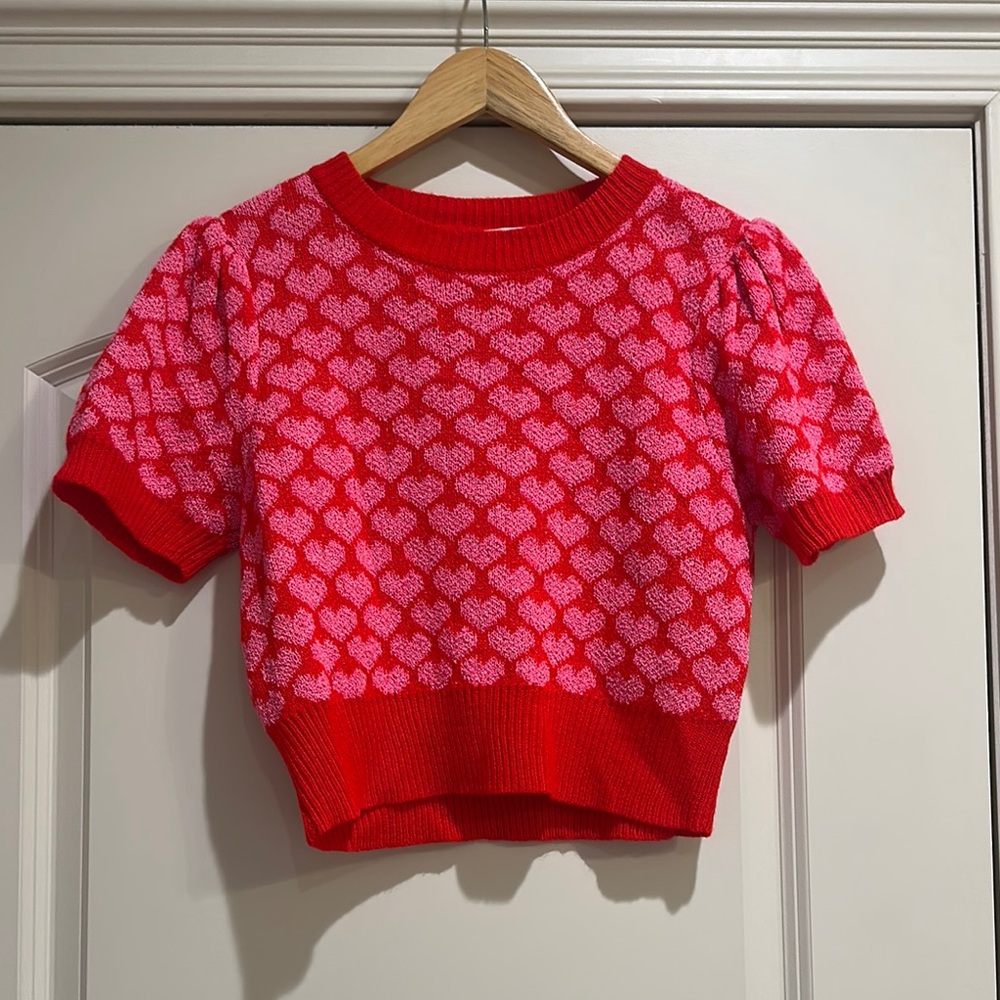 Charming Red Heart Pattern Sweater